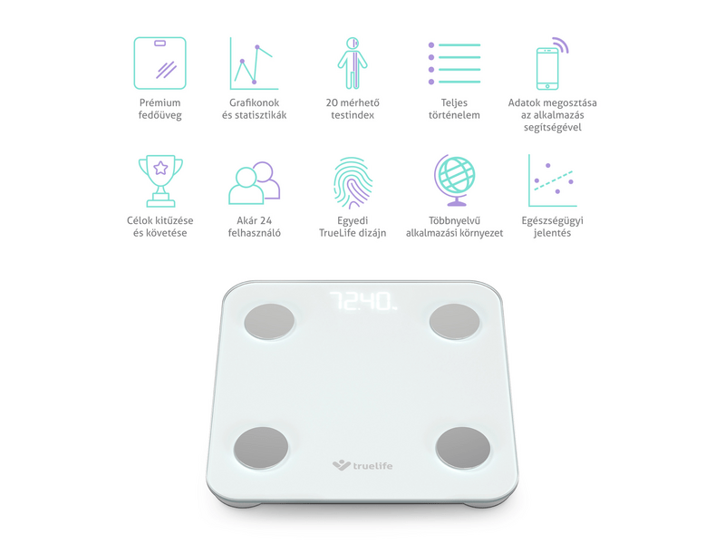 TrueLife FitScale W1 BT Okosmérleg, fehér (TLCSMFSW1NNWA)