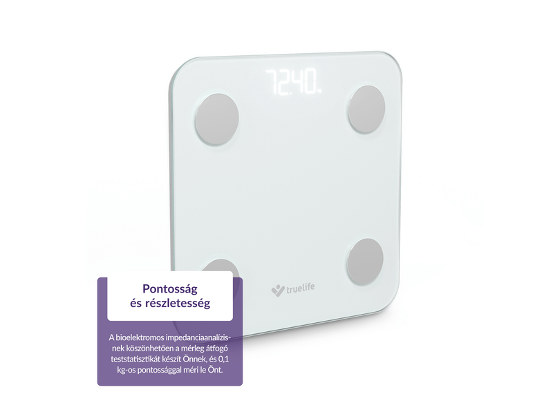 TrueLife FitScale W1 BT Okosmérleg, fehér (TLCSMFSW1NNWA)