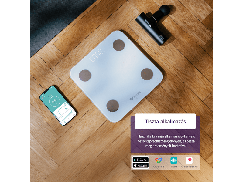 TrueLife FitScale W1 BT Okosmérleg, fehér (TLCSMFSW1NNWA)