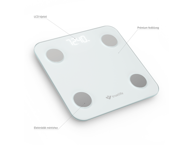TrueLife FitScale W1 BT Okosmérleg, fehér (TLCSMFSW1NNWA)