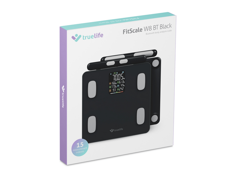 TrueLife FitScale W8 BT Okosmérleg, fekete (TLCSMFSW8NNBA)