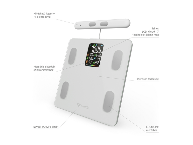 TrueLife FitScale W8 BT Okosmérleg, fehér (TLCSMFSW8NNWA)