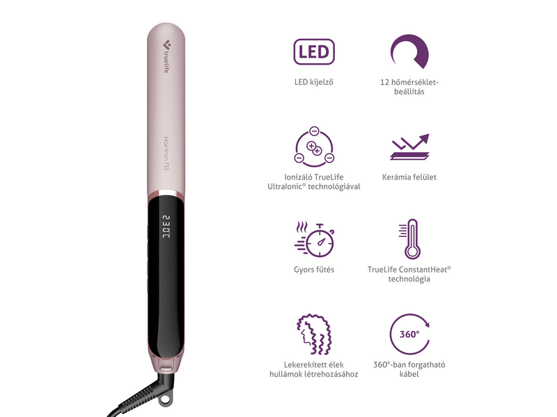 TrueLife HairIron N3 Hajvasaló, rózsaszín (TLHSMHIN3NNPA)