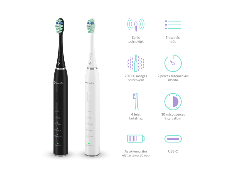 TrueLife SonicBrush Clean30 Duo Elektromos fogkefe (TLATMC30DUOWA)