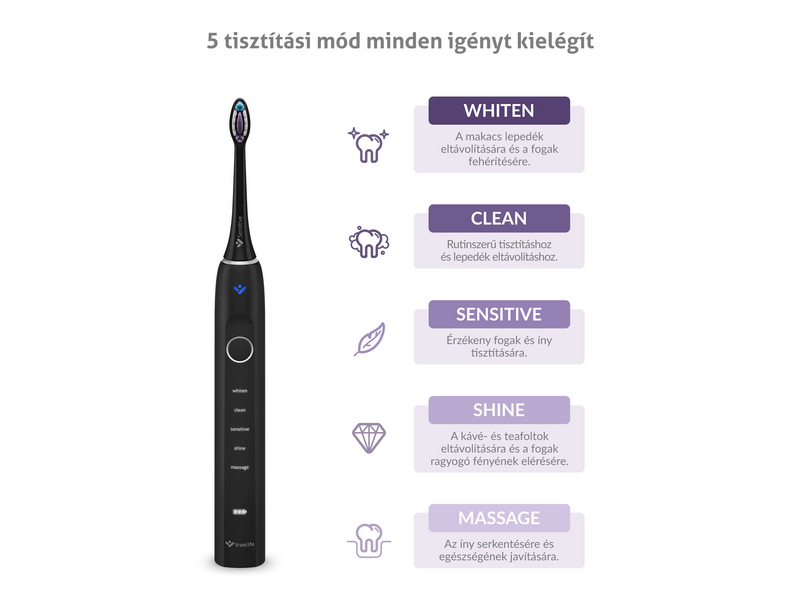 TrueLife SonicBrush Clean70 UV električna četkica za zube, crna (TLATMC70UVNBA)