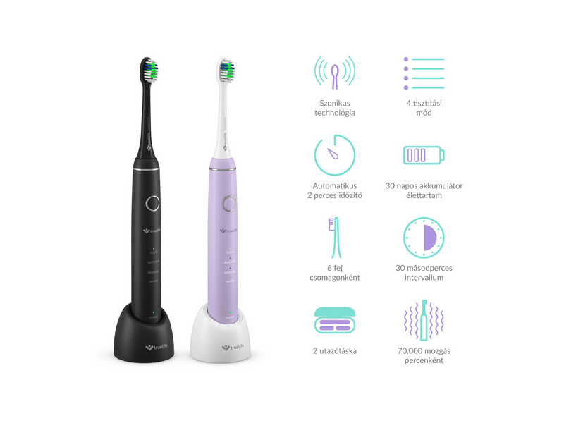 Truelife SonicBrush Compact Duo Elektromos fogkefe, lila/fekete