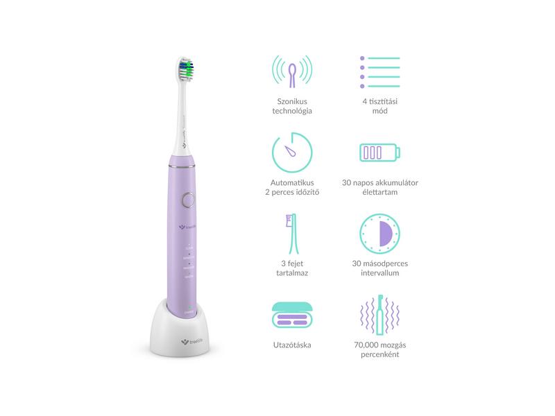 TrueLife SonicBrush Compact Lavender Elektromos fogkefe, lila