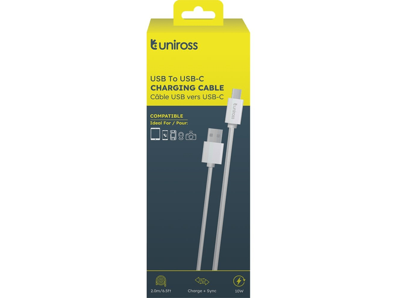 Uniross USB - USB-C kábel, 2m, fehér (UCA005)