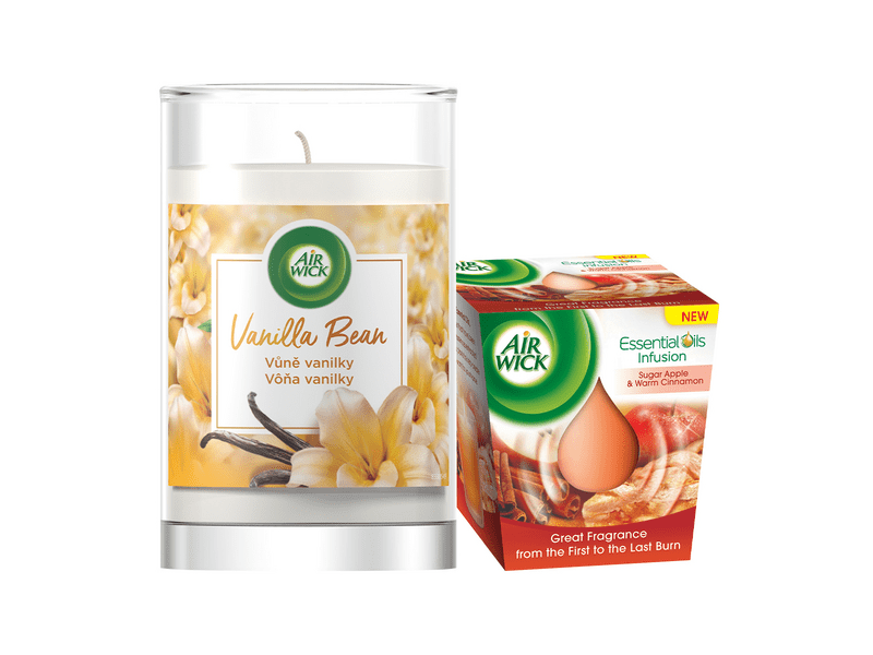 Air Wick Cukoralma és fahéj illatgyertya+ Vanília illatgyertya