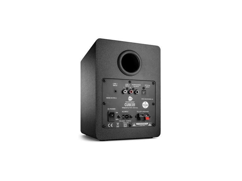WaveMaster Hangszóró 2.0 - CUBE MINI NEO Black (36W RMS, Bluetooth, 3,5mm jack, RCA, Toslink, Távírányító, Fekete)