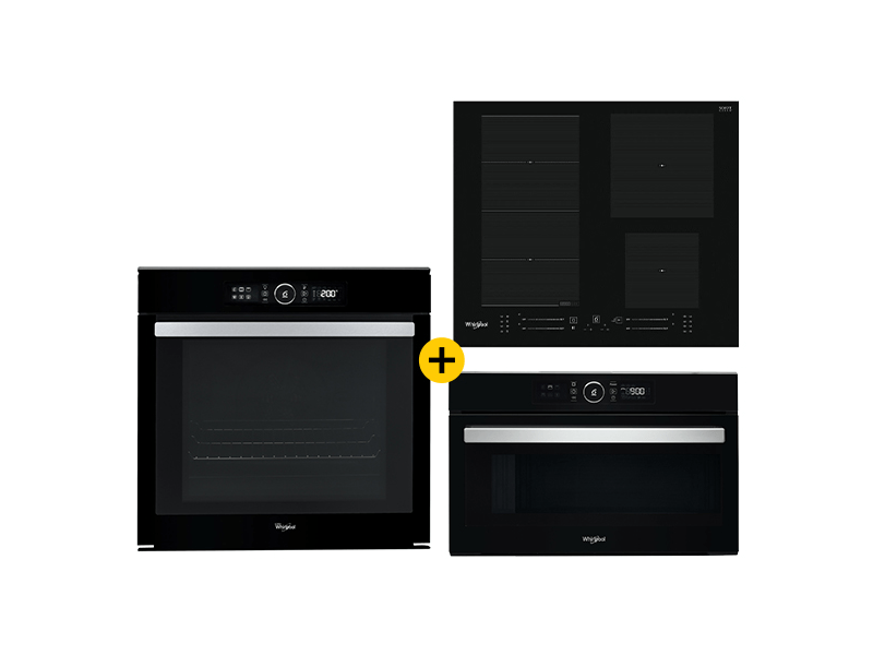 Whirlpool AKZM 8480NB Beépíthető sütő + Whirlpool WF S4160 BF Beépíthető indukciós főzőlap + Whirlpool AMW 730/NB Beépíthető mikrohullámú sütő