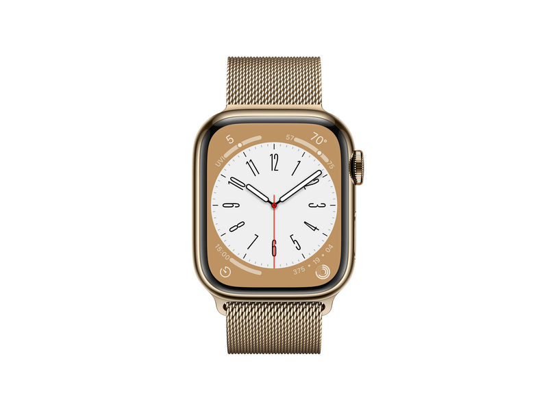 Apple Watch Series 8 Cellular 41mm arany roszdamentes tok, arany milánói pánt (MNJF3CM/A)