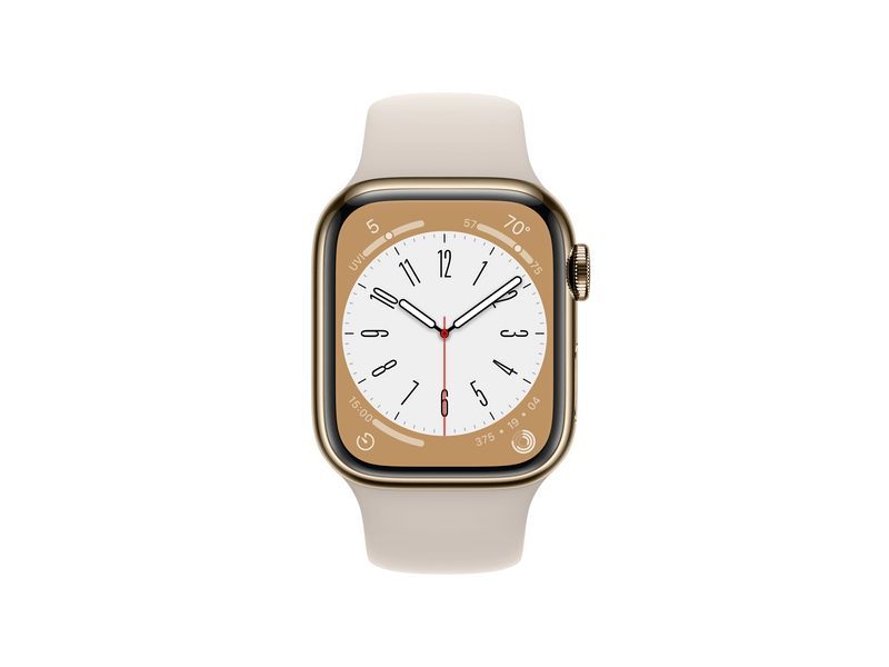 Apple Watch Series 8 Cellular 41mm arany roszdamentes tok , csillagfény Sport szíj - Regular (MNJC3CM/A)