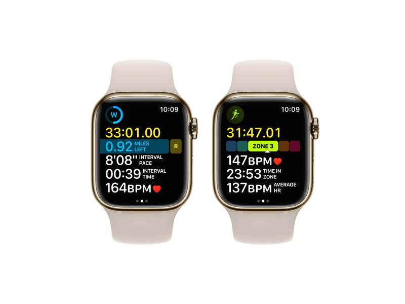 Apple Watch Series 8 Cellular 41mm arany roszdamentes tok , csillagfény Sport szíj - Regular (MNJC3CM/A)