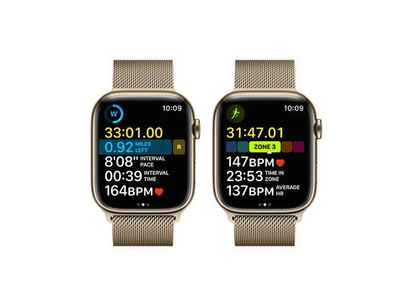 Apple Watch Series 8 Cellular 45mm arany rozsdamentes tok, arany milánói pánt (MNKQ3CM/A)