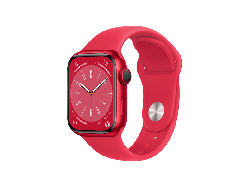 Apple Watch Series 8 GPS 41mm Piros Aluminium tok , Piros Sport szíj - Regular (MNP73CM/A)