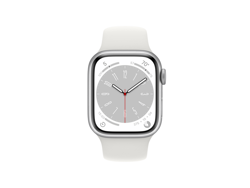 Apple Watch Series 8 GPS 41mm ezüst Aluminium tok , fehér Sport szíj - Regular (MP6K3CM/A)