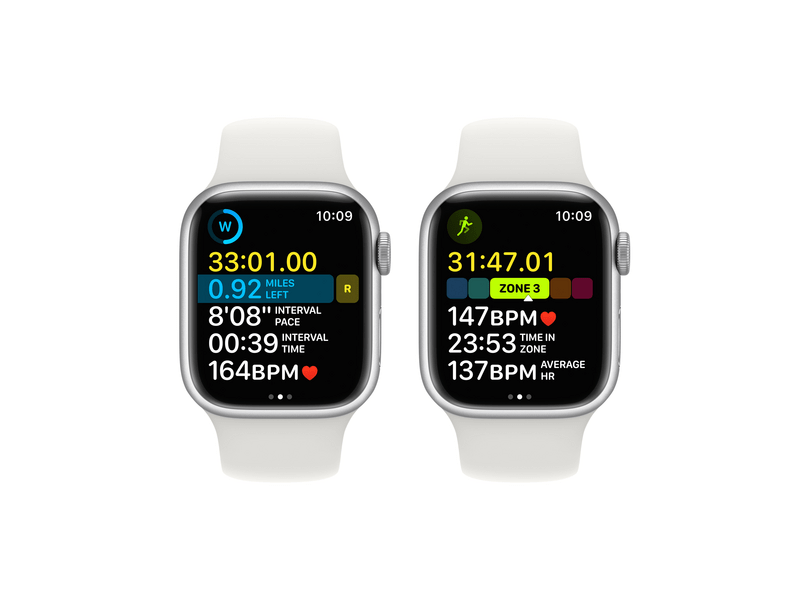 Apple Watch Series 8 GPS 41mm ezüst Aluminium tok , fehér Sport szíj - Regular (MP6K3CM/A)