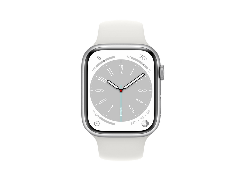 Apple Watch Series 8 GPS 45mm ezüst Aluminium tok , fehér Sport szíj - Regular (MP6N3CM/A)
