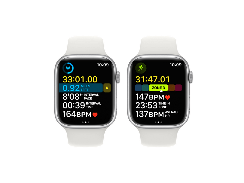 Apple Watch Series 8 GPS 45mm ezüst Aluminium tok , fehér Sport szíj - Regular (MP6N3CM/A)