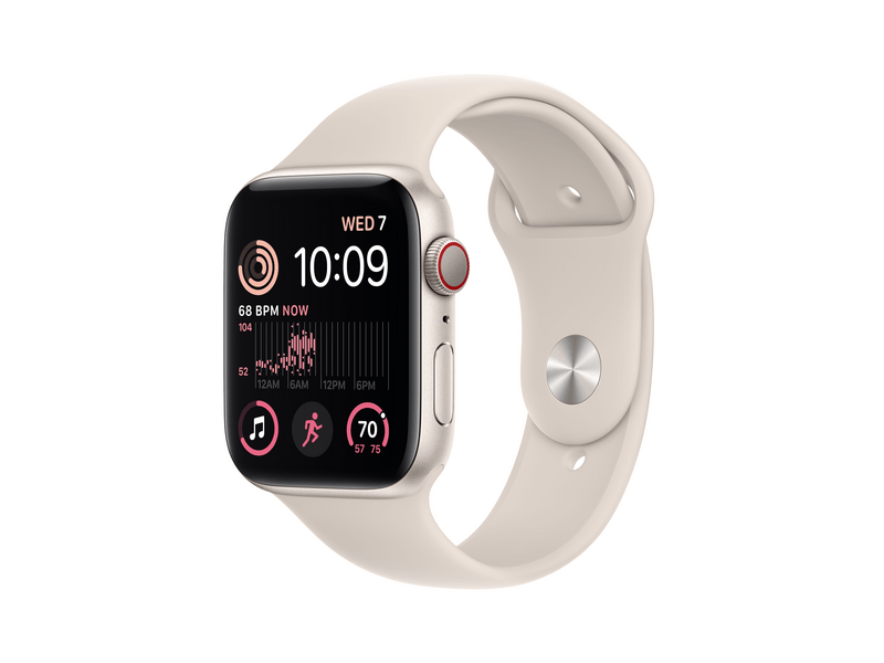 Apple Watch SE (2022) Cellular 44mm csillagfény Aluminium tok , csillagfény Sport szíj - Regular