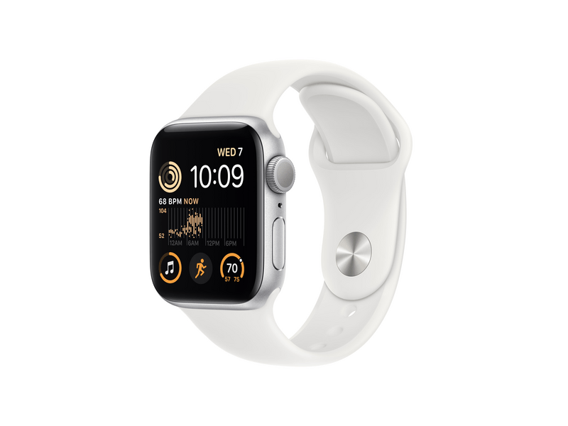 Apple Watch SE (2022) GPS 40mm ezüst Aluminium tok , fehér Sport szíj - Regular (MNJV3CM/A)