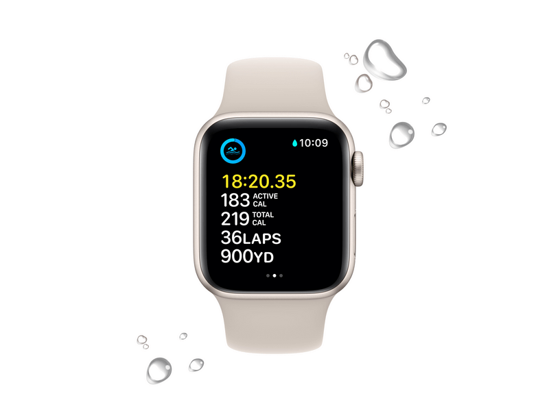 Apple Watch SE (2022) GPS 40mm csillagfény Aluminium tok , csillagfény Sport szíj - Regular (MNJP3CM/A)
