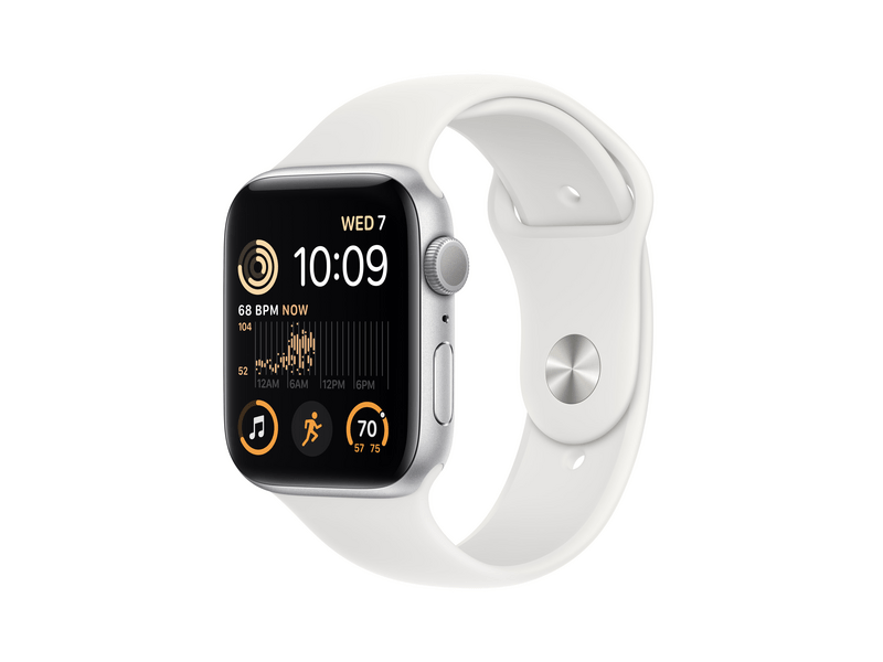 Apple Watch SE (2022) Cellular 40mm ezüst Aluminium tok , fehér Sport szíj - Regular (MNPP3CM/A)