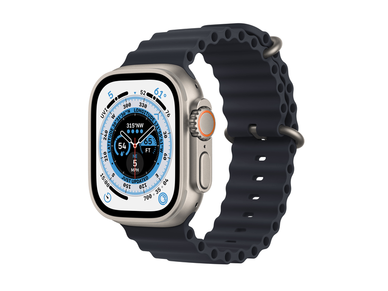 Apple Watch Ultra Cellular, 49mm Titán tok, éjfekete óceán szíj (MQFK3CM/A)