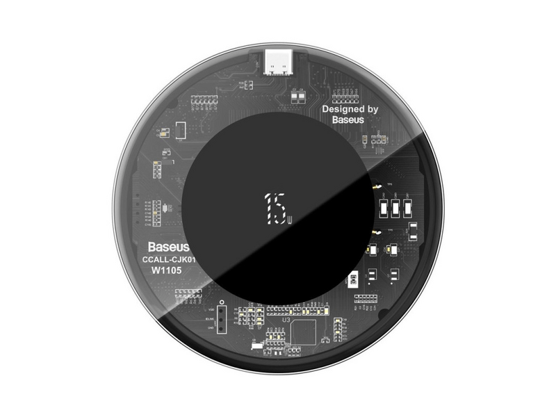 Baseus vezeték nélküli QI gyorstöltő, 15W, átlátszó (WXJK-BA02)